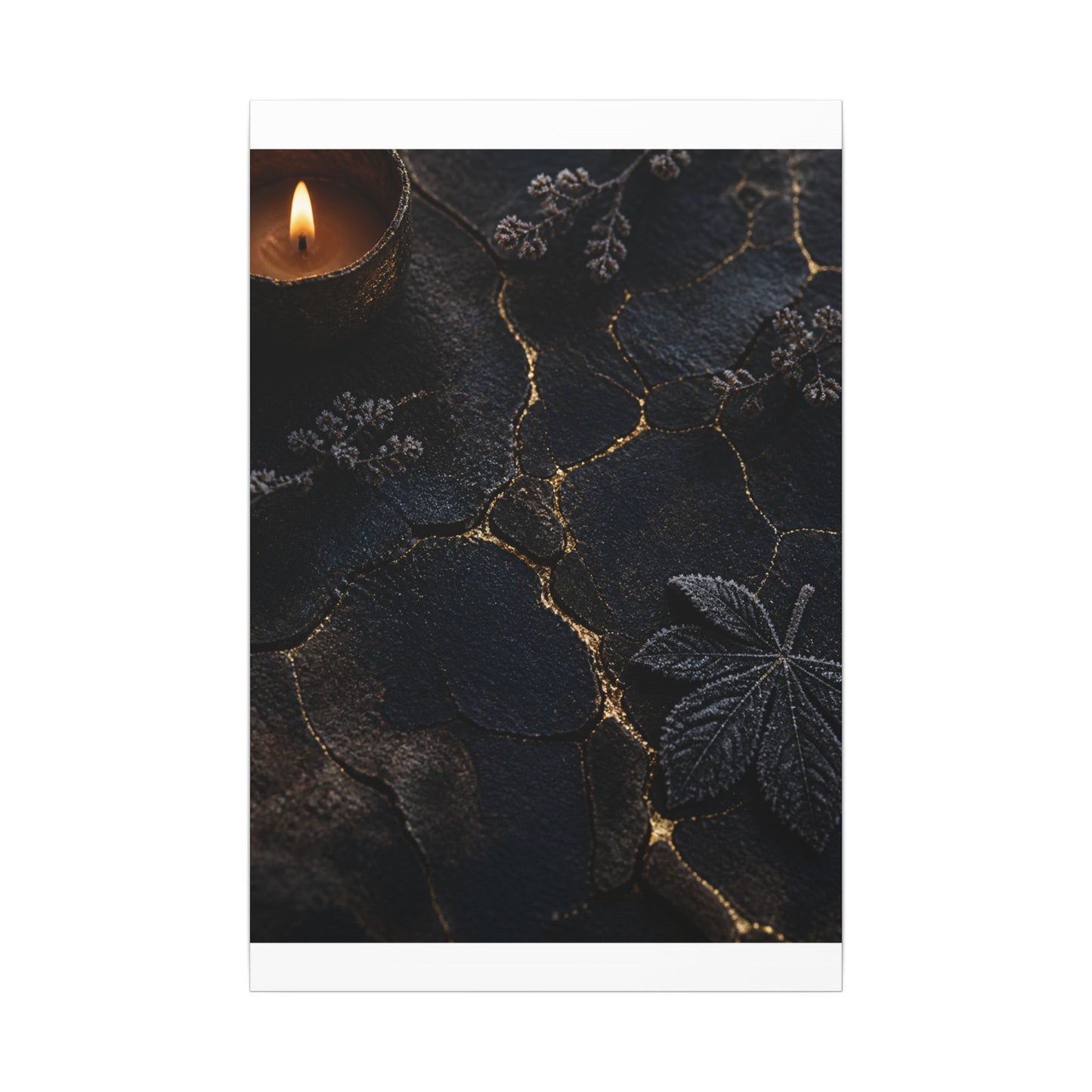 Candlelight Cracked Earth Canvas Art - Dark Japandi Ma