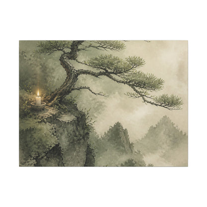 Candlelight Pine Tree Canvas Art - Japandi Kanso