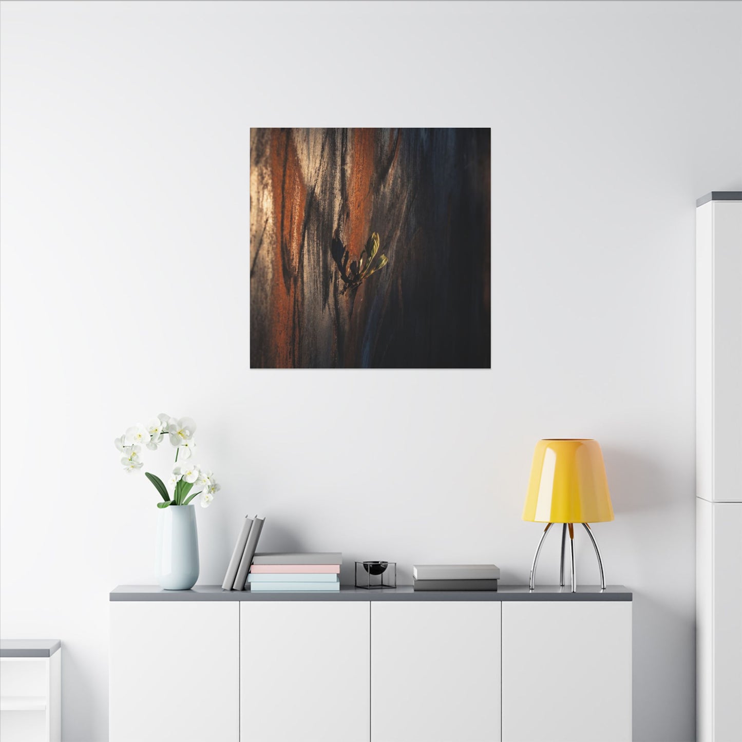 Rust Patina Charcoal Ink Canvas Art | Moody Dark Japandi Art