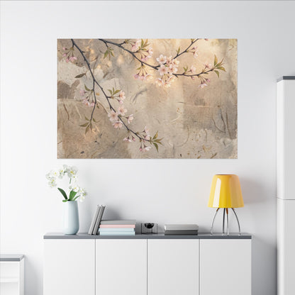 Summer Cherry Blossom Texture Canvas Art | Neutral Decor