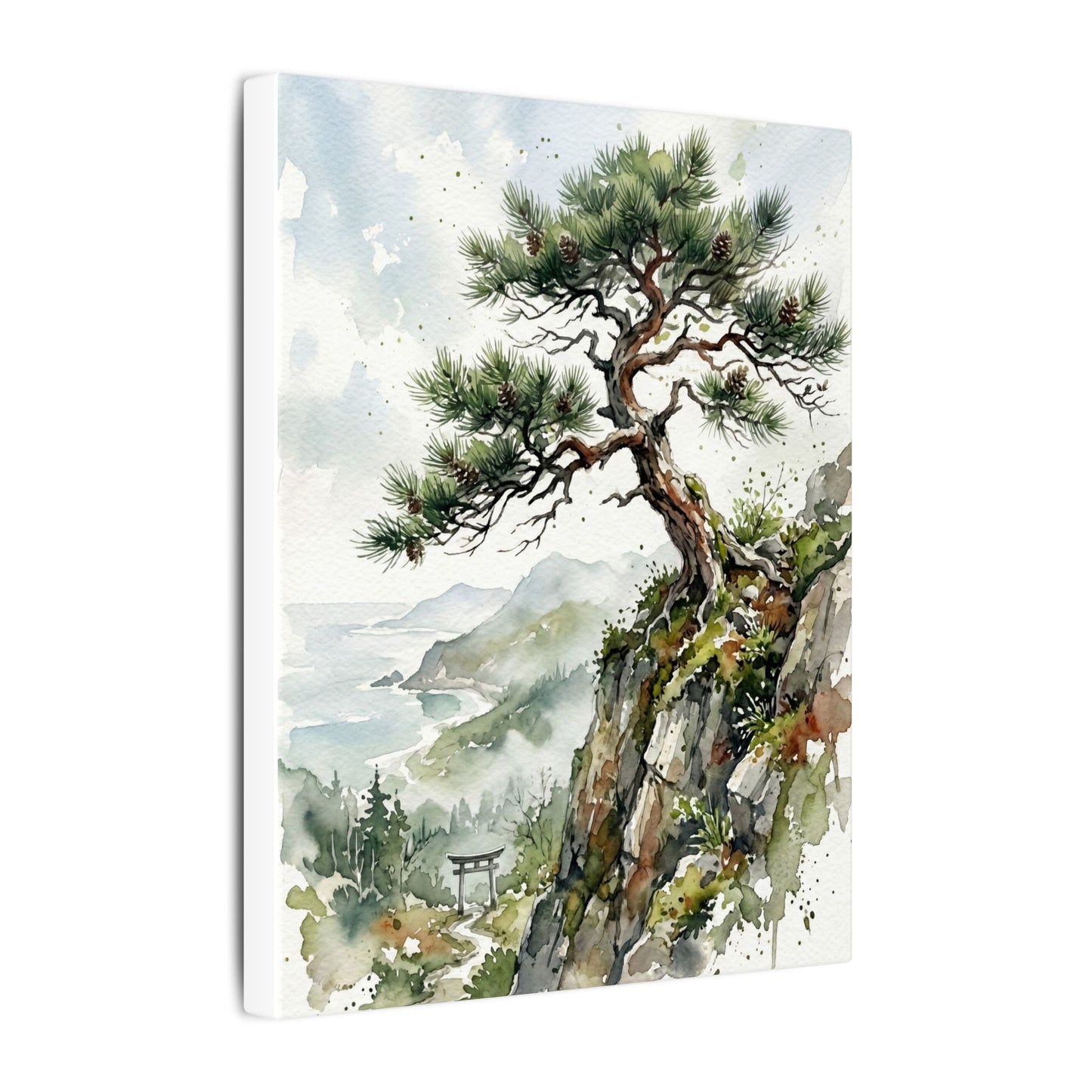 Pine Tree Spring Canvas Art | Japandi Neutral Design