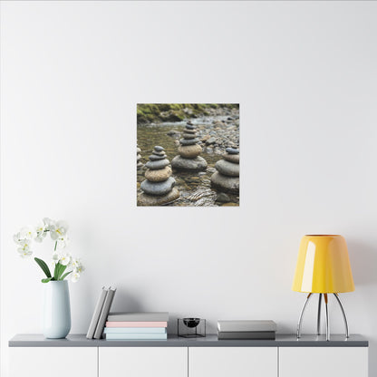 Zen River Stones in Dawn | Karesansui Canvas Art