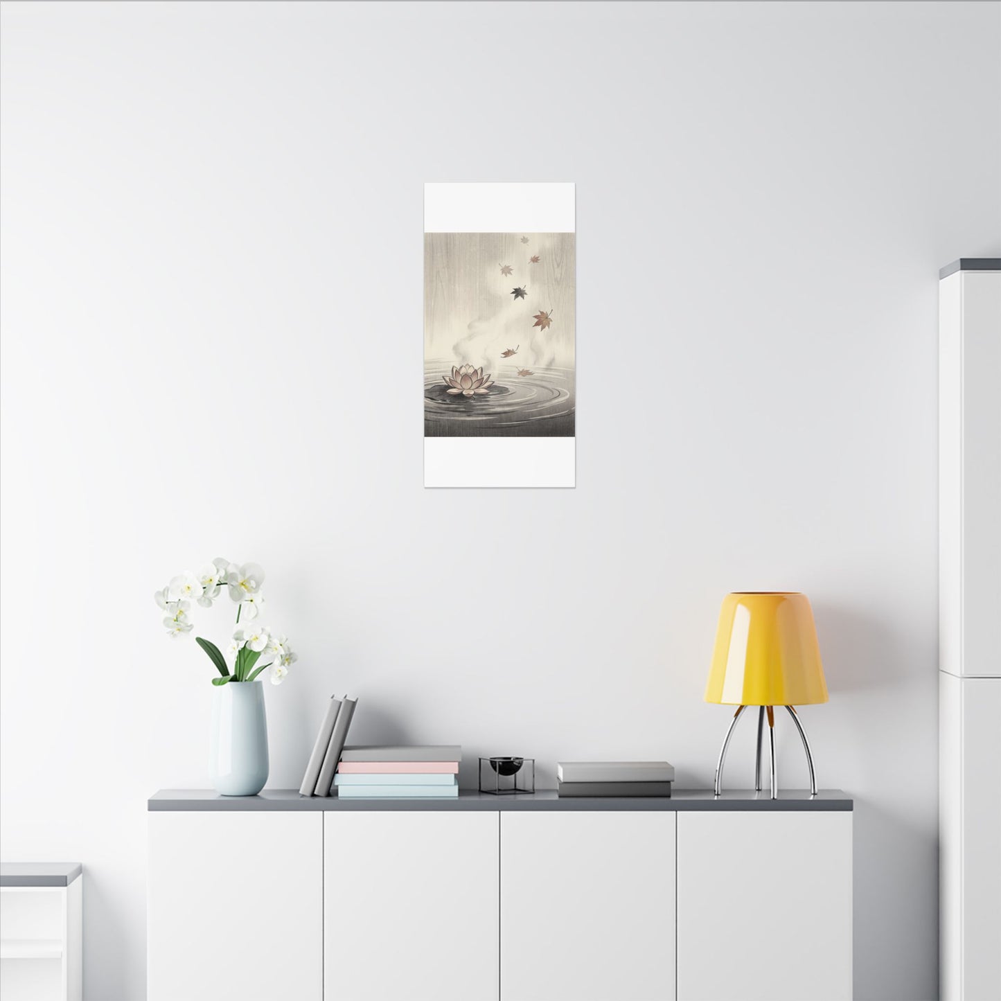 Lotus Flower Canvas Art | Autumn Zen Ukiyo E Inspired Art