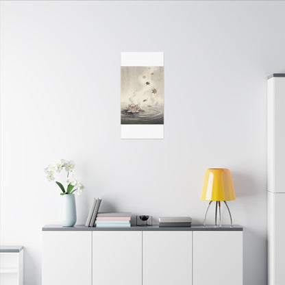Lotus Flower Canvas Art | Autumn Zen Ukiyo E Inspired Art