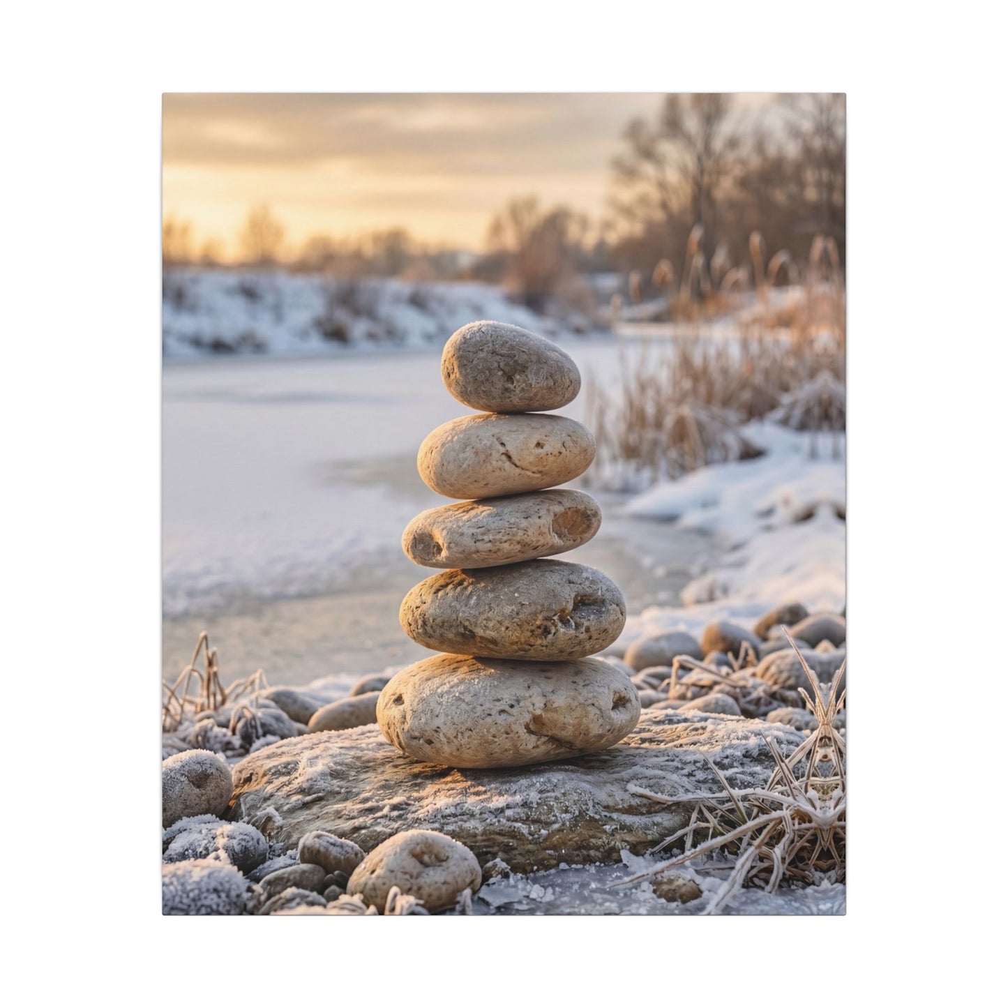 Ma River Stones Canvas Art - Japandi Japanese Pattern