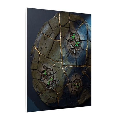 Dark Japandi Cracked Earth in Moonlight | Moody Minimal Canvas Art