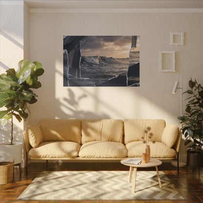 Fukinsei Ocean Wave Canvas Art - Dark Japandi Shadow Zen