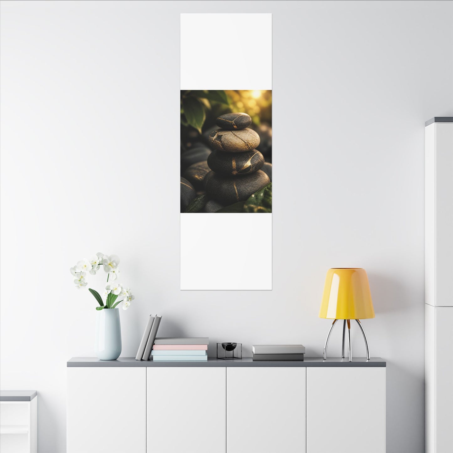 Summer River Stones Broken Beauty Canvas Art | Healing Decor
