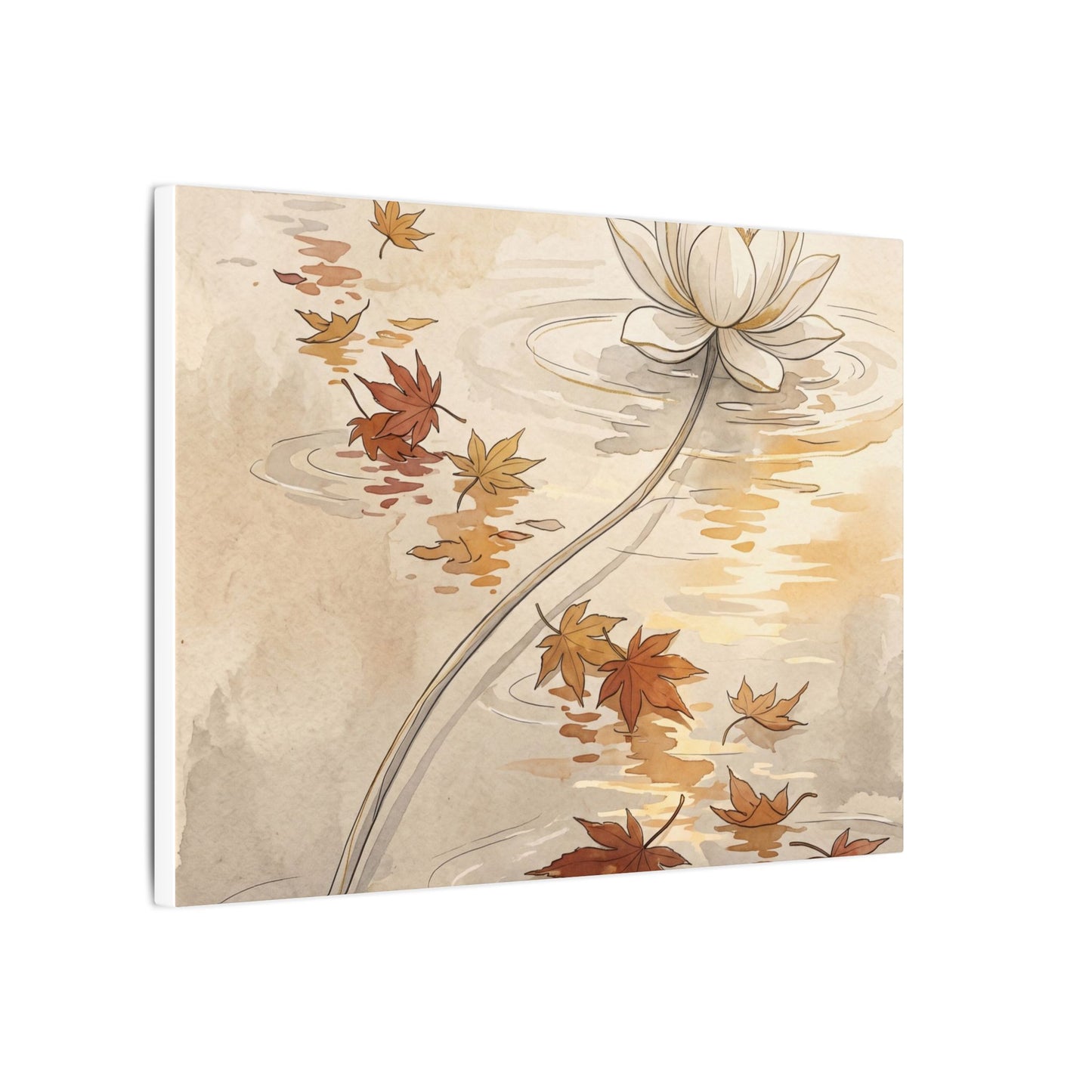 Lotus Flower Canvas Art | Autumn Japandi Minimal Line Art