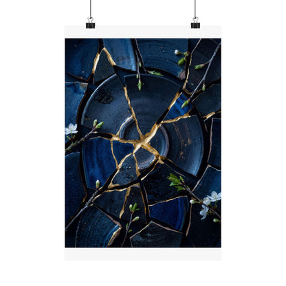 Broken Pottery Spring Wall Art Print | Kintsugi Resilient Design Art Print