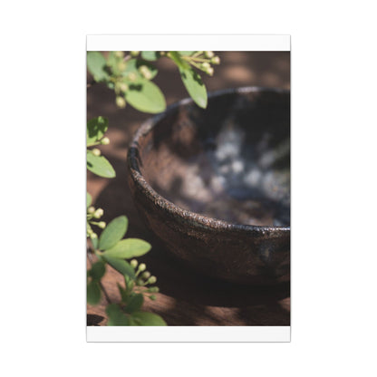 Ceramic Bowl Shadow Zen Canvas Art | Moody Dark Japandi Art