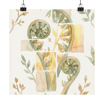 Kanso Fern Unfurling Wall Art Print - Japandi Watercolor