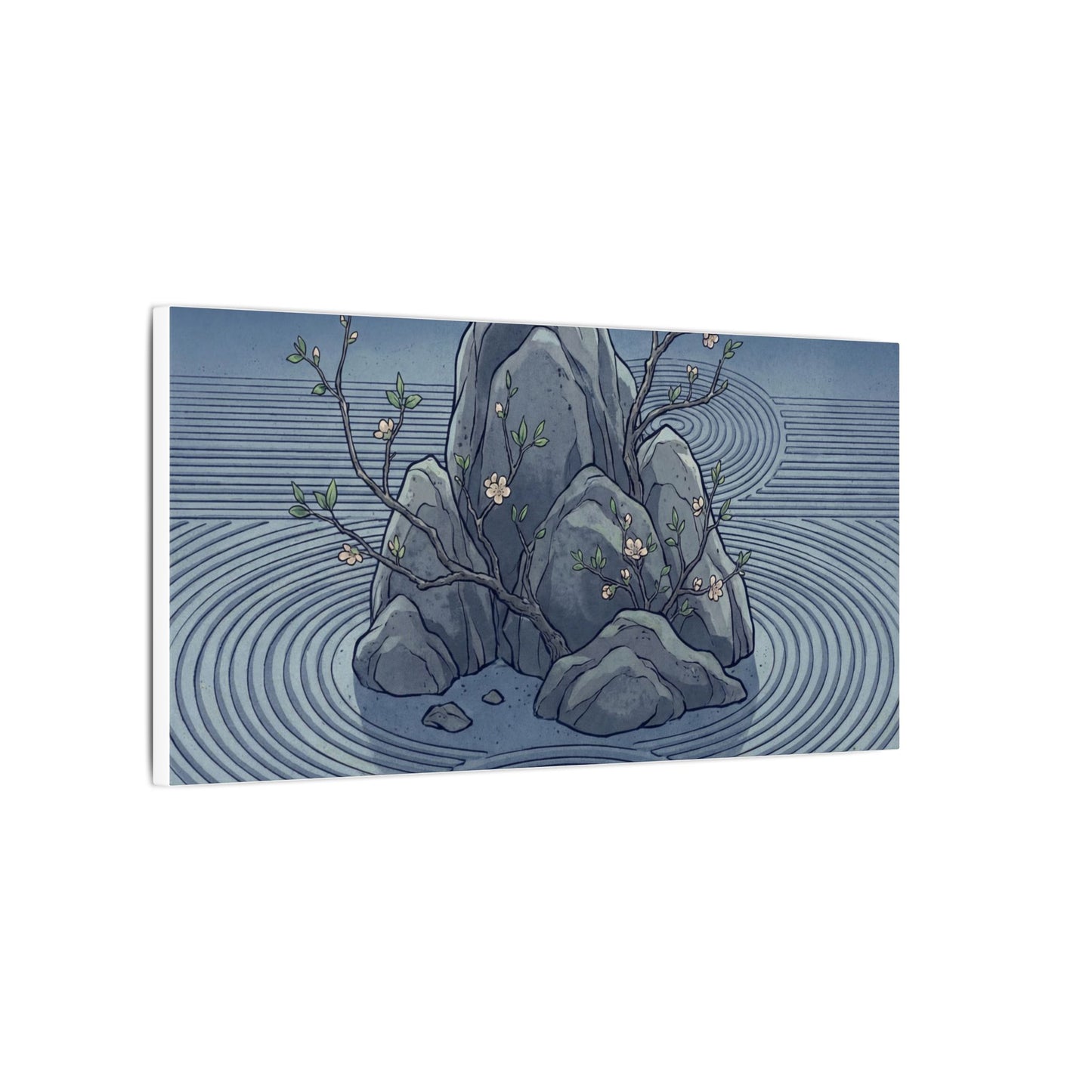 Spring Rock Garden Ukiyo E Inspired Canvas Art | Tranquil Decor
