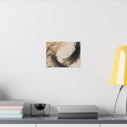 Japandi Ink Brushstroke in Golden Hour | Watercolor Canvas Art