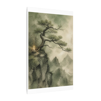 Candlelight Pine Tree Canvas Art - Japandi Kanso