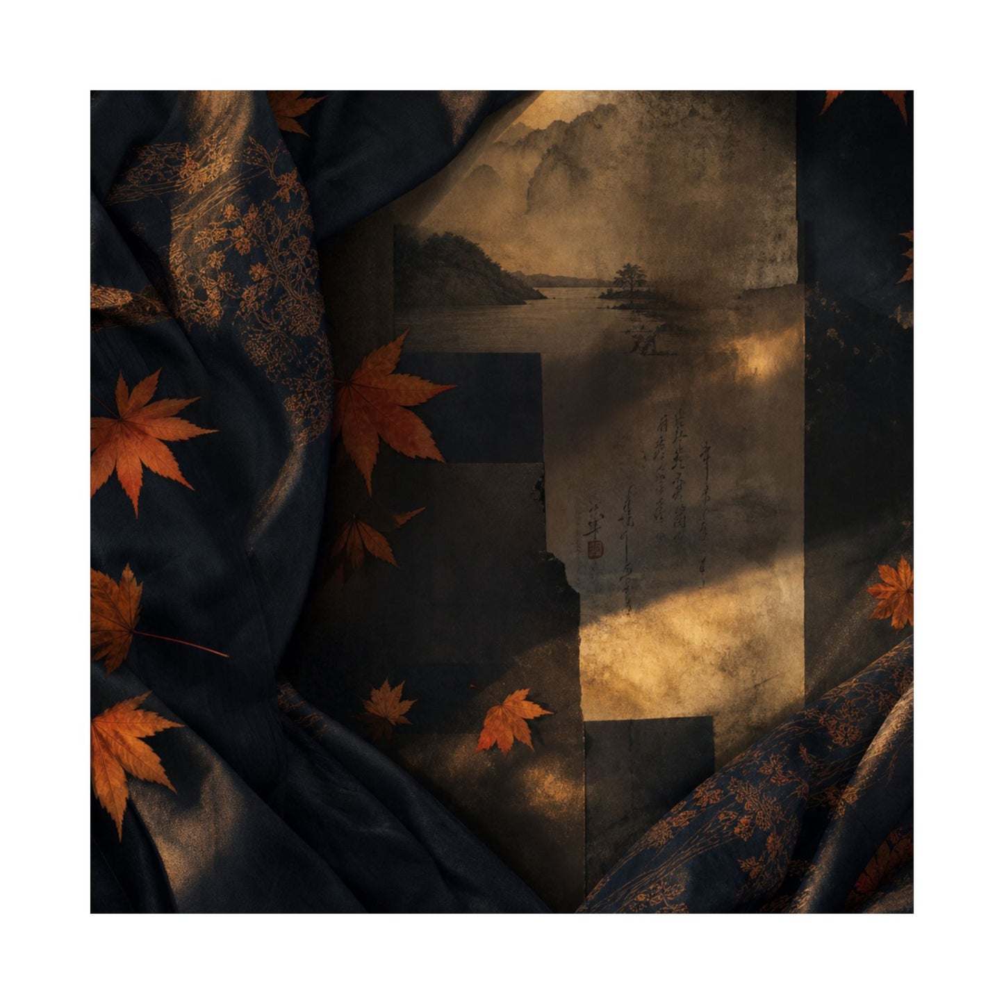 Autumn Silk Drape Shadow Zen Wall Art Print | Moody Decor