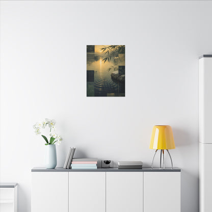 Zen Water Ripple in Golden Hour | Ukiyo E Inspired Canvas Art