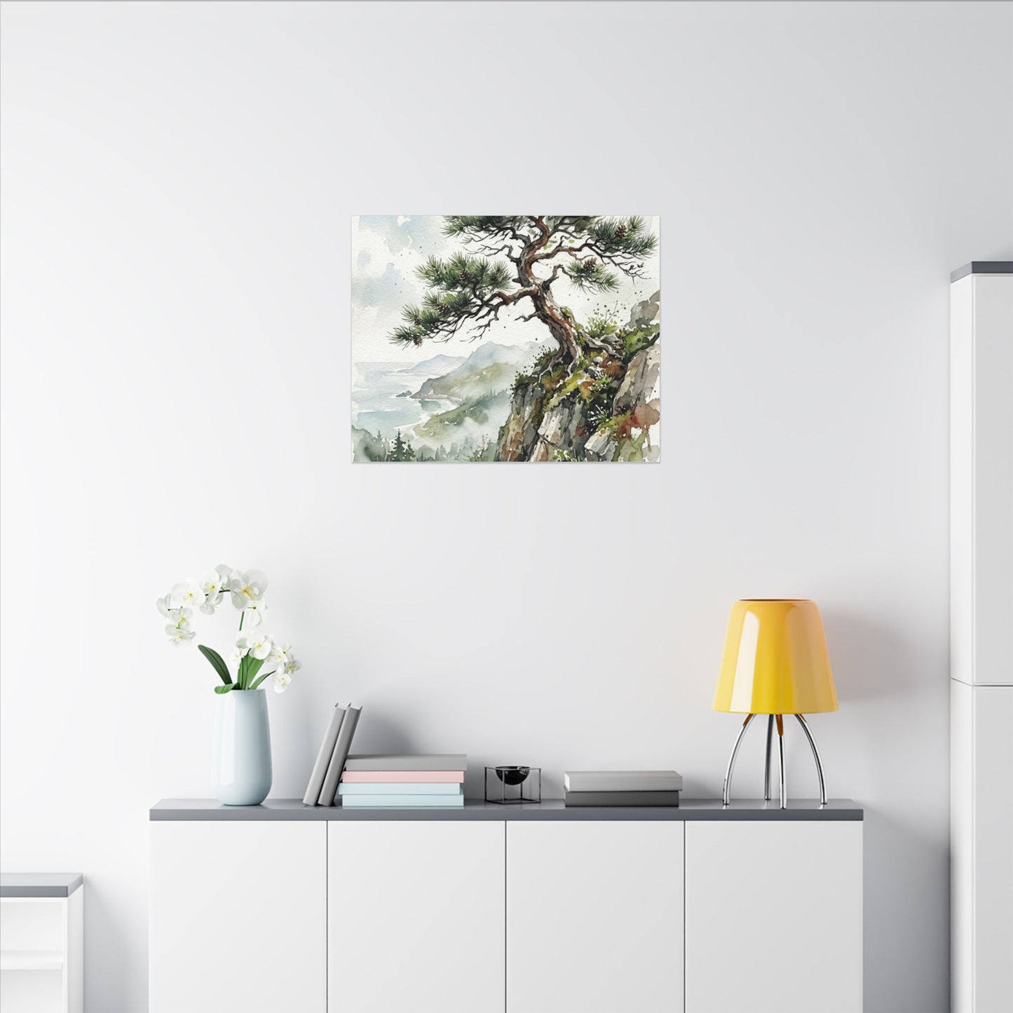Pine Tree Spring Canvas Art | Japandi Neutral Design