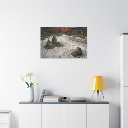 Autumn Rock Garden Ukiyo E Inspired Canvas Art | Peaceful Decor