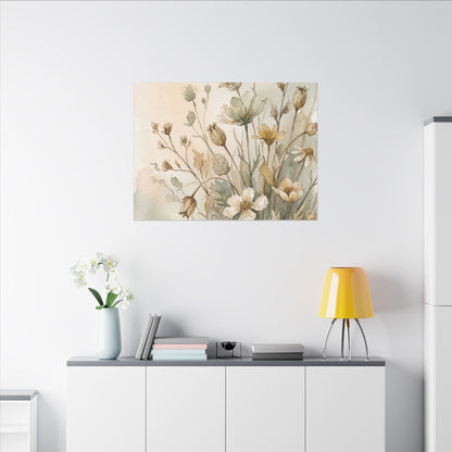 Summer Dried Flowers Watercolor Canvas Art | Elegant Decor Art Print