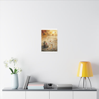 Autumn Rock Garden Watercolor Canvas Art | Neutral Decor