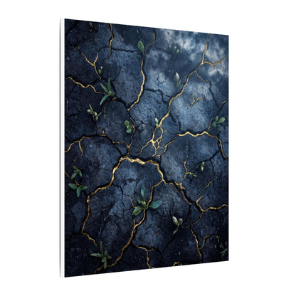 Cracked Earth Spring Canvas Art | Kintsugi Healing Design