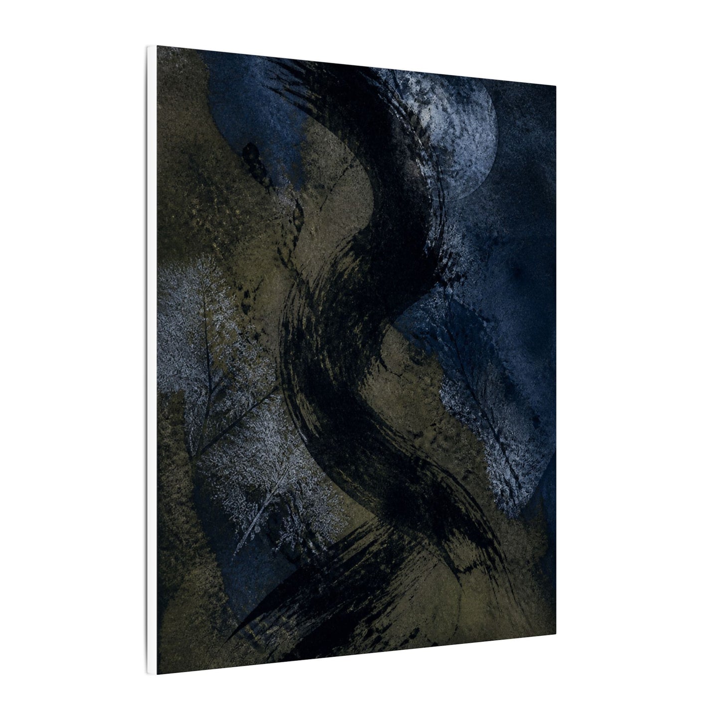 Shibui Ink Brushstroke Canvas Art - Dark Japandi Dark Texture