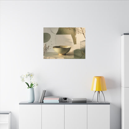 Warm Ceramic Bowl Canvas Art - Minimal Line Japandi