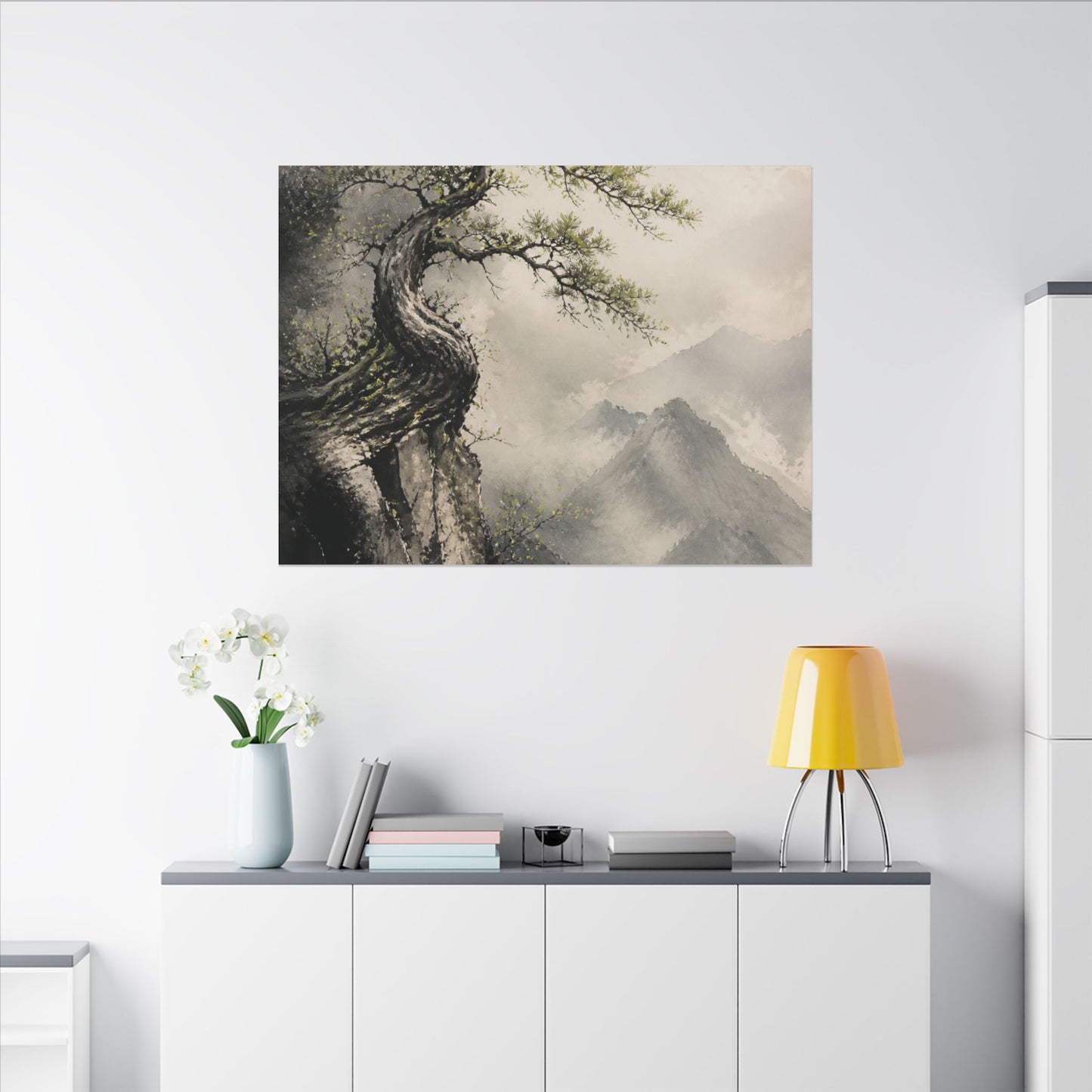 Spring Pine Tree Watercolor Canvas Art | Warm Decor