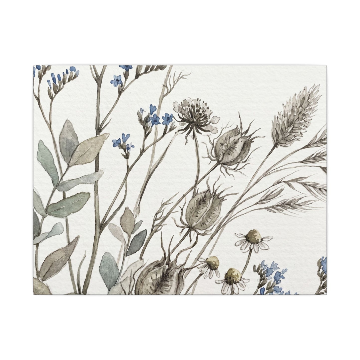 Dried Flowers Canvas Art | Summer Japandi Watercolor Art