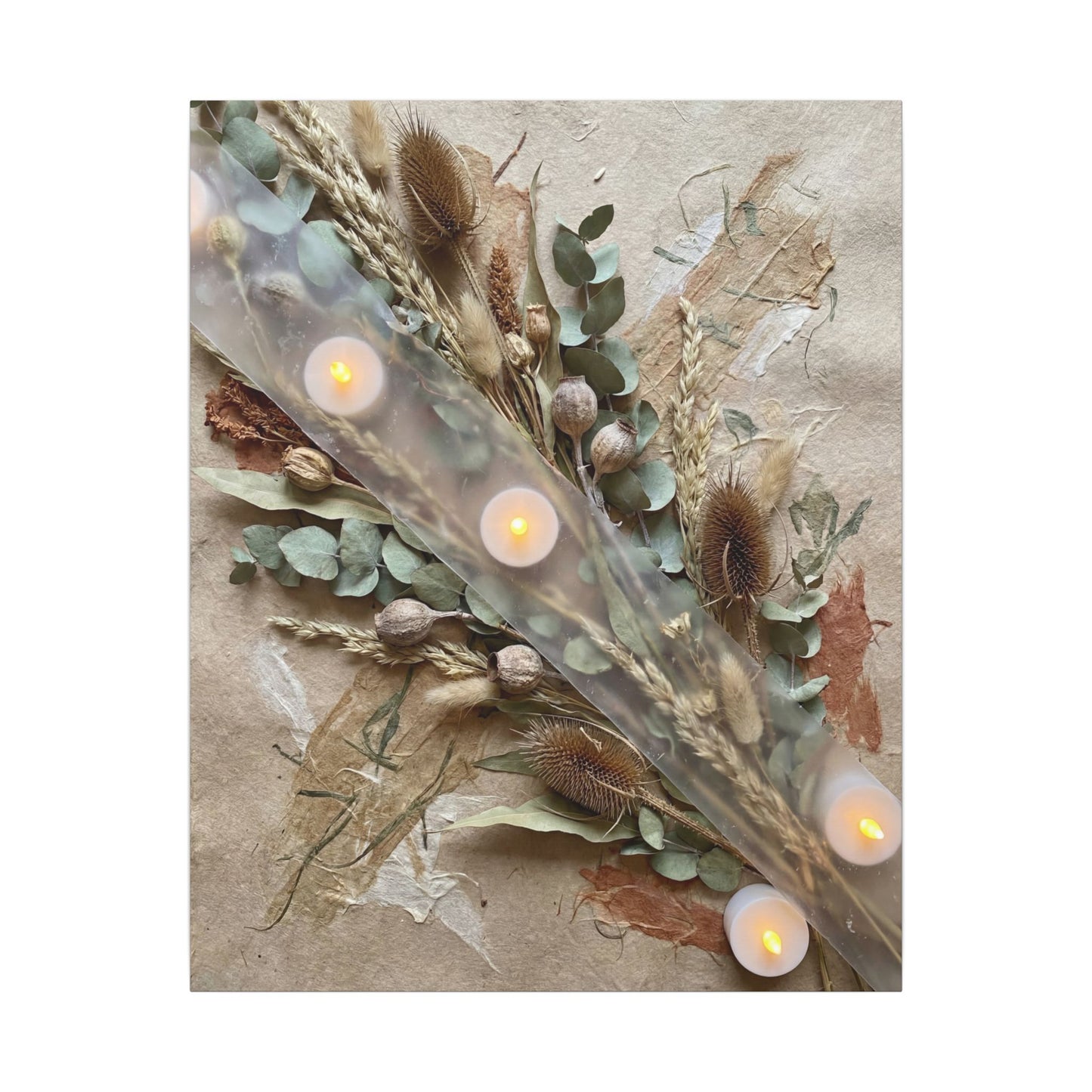 Candlelight Dried Flowers Canvas Art - Japandi Kanso