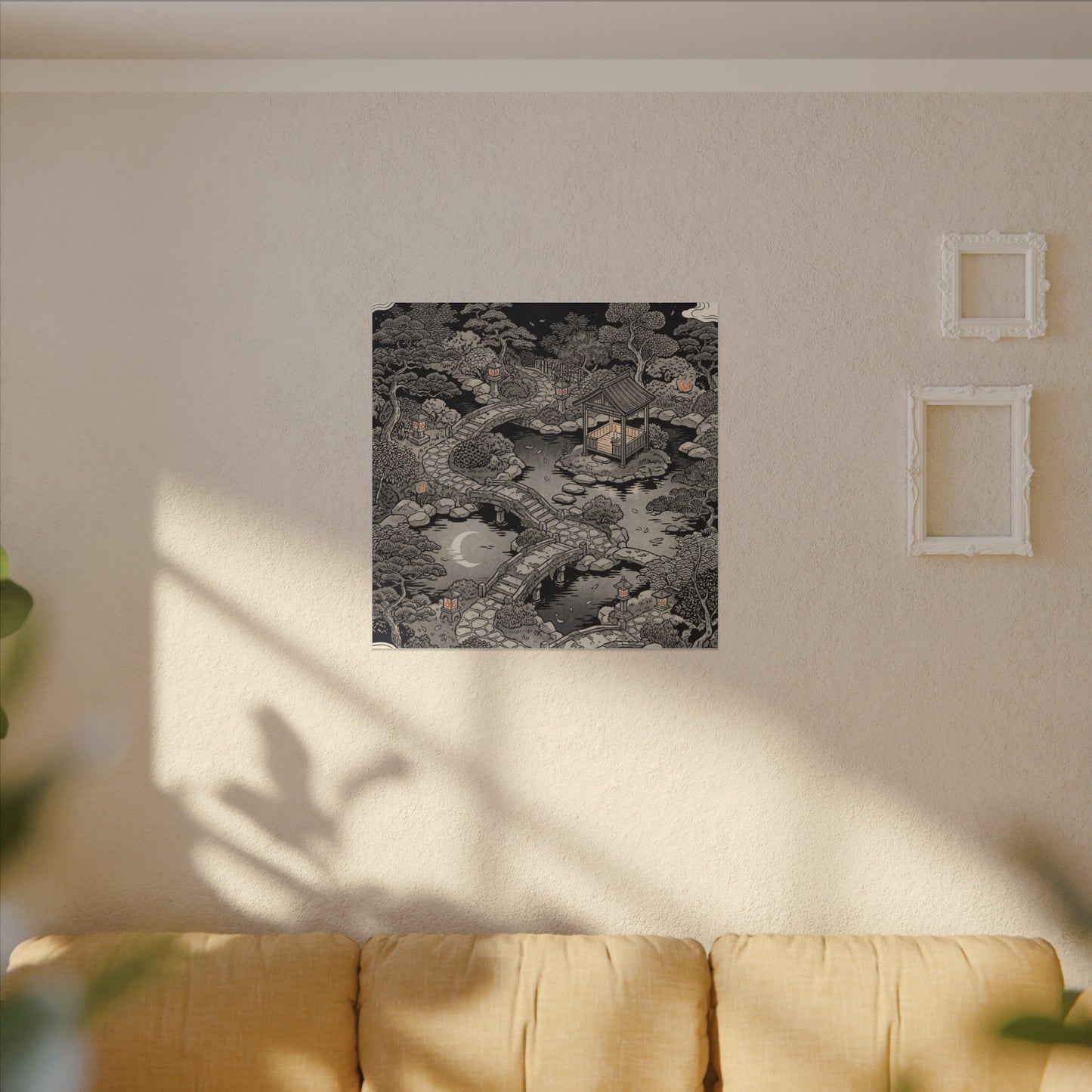 Moonlit Garden Ukiyo E Inspired Canvas Art | Serene Zen Art