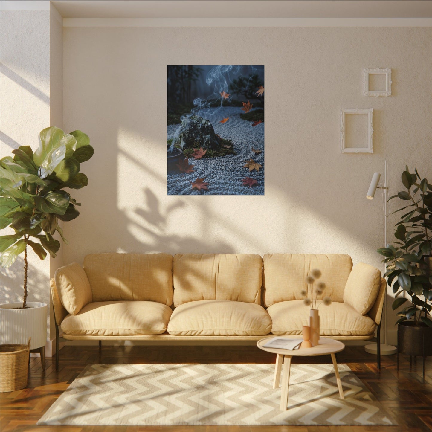 Autumn Incense Smoke Karesansui Canvas Art | Calm Decor