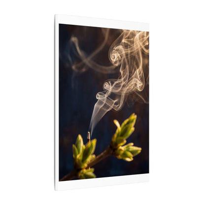 Incense Smoke Spring Canvas Art | Dark Japandi Atmospheric Design