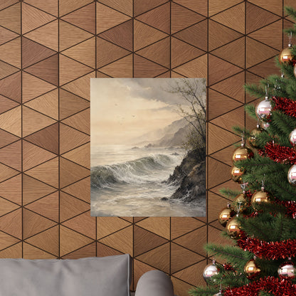 Warm Ocean Wave Wall Art Print - Watercolor Japandi