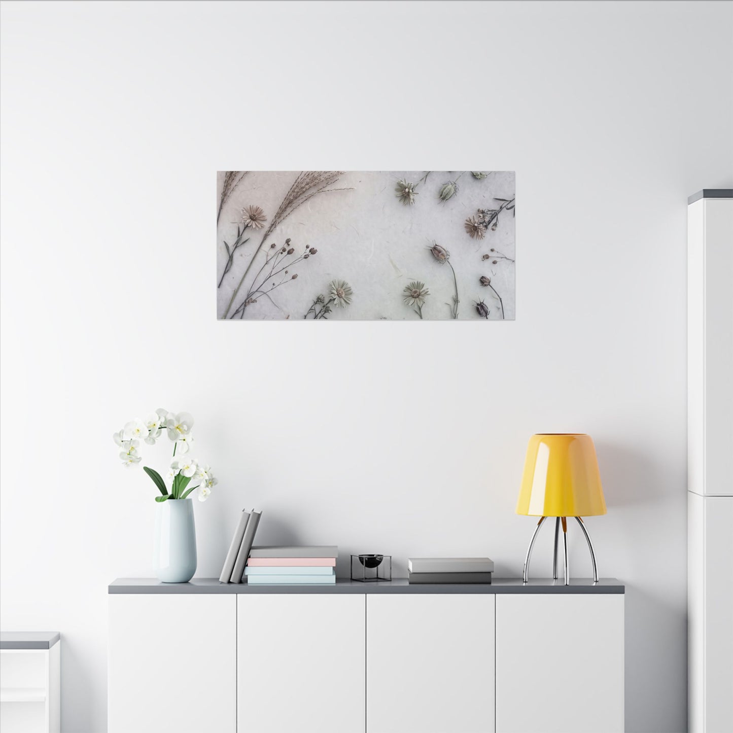 Dried Flowers Japanese Pattern Canvas Art | Elegant Japandi Art