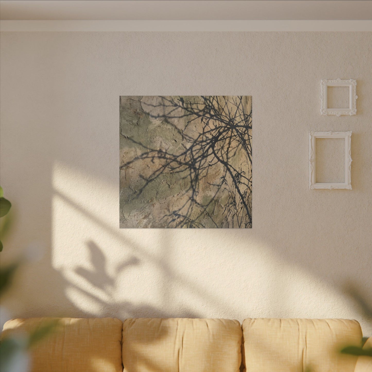 Japandi Shadow Play in Golden Hour | Texture Canvas Art