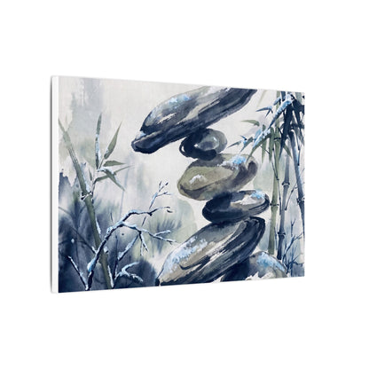 Zen River Stones in Moonlight | Sumi E Canvas Art