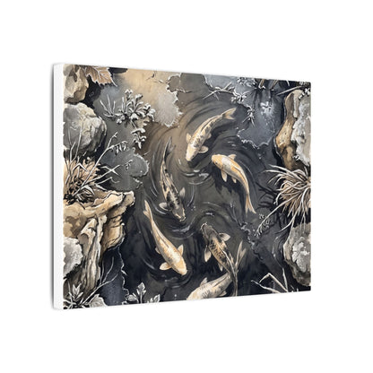 Koi Pond Canvas Art | Winter Japandi Japanese Pattern Art