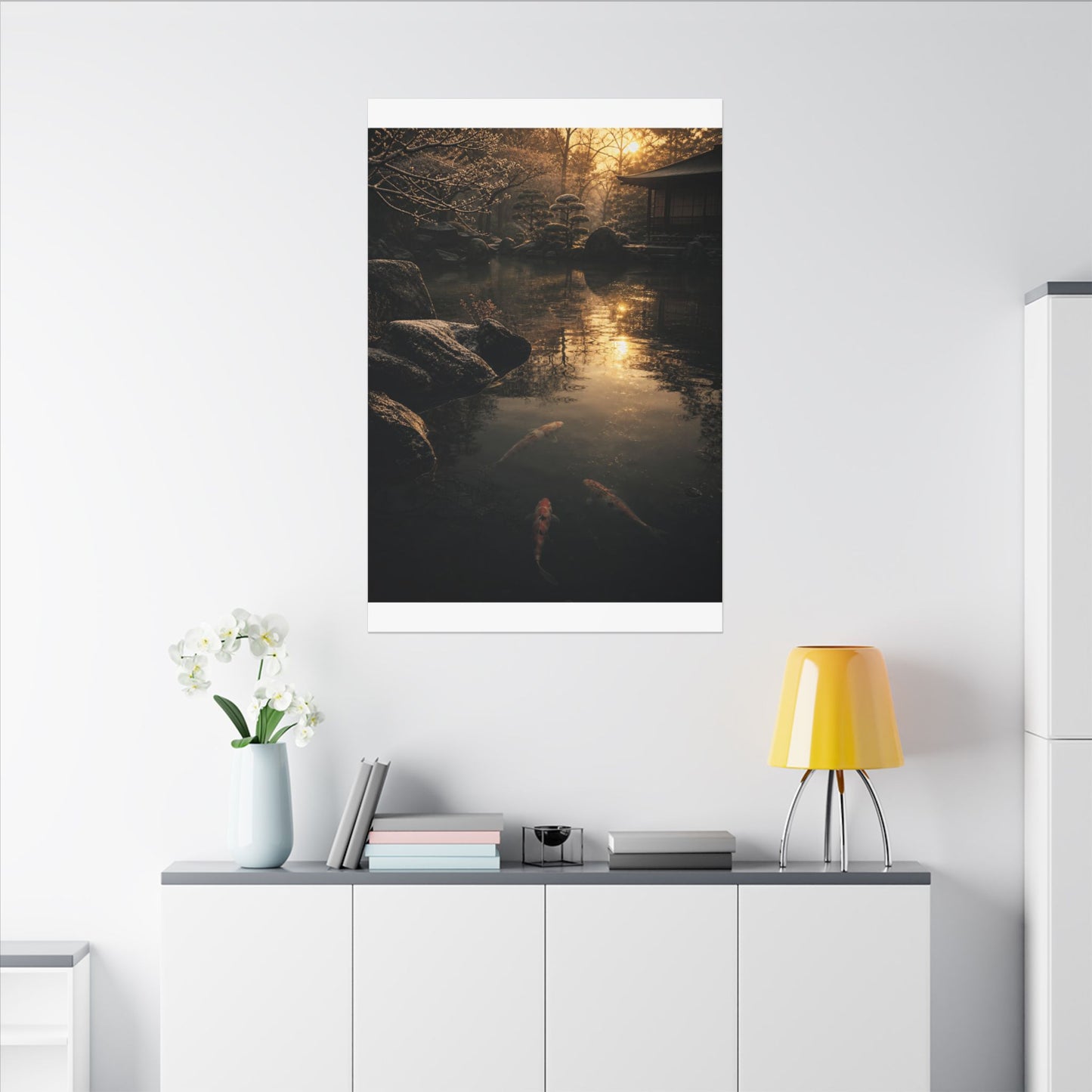 Winter Koi Pond Shadow Zen Canvas Art | Bold Decor