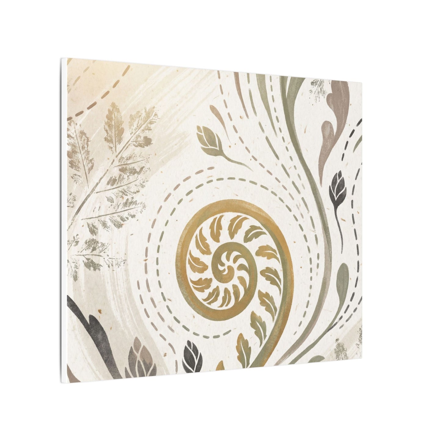 Japandi Fern Unfurling in Golden Hour | Japanese Pattern Canvas Art