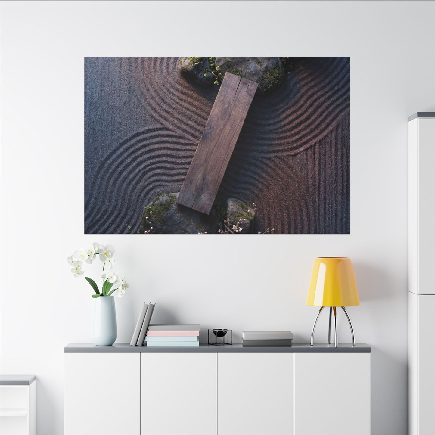 Spring Rock Garden Moody Minimal Canvas Art | Atmospheric Decor