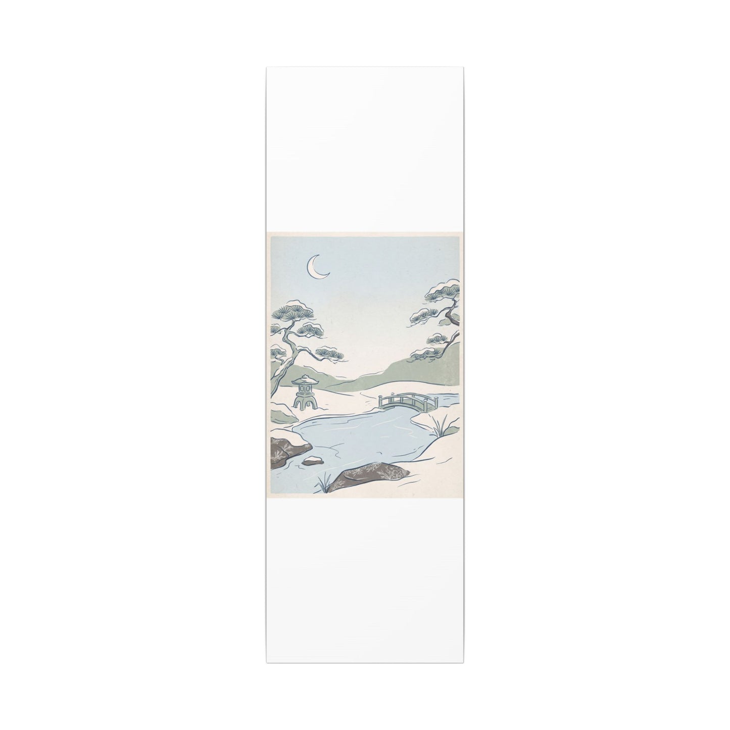 Japandi Moonlit Garden in Moonlight | Minimal Line Canvas Art