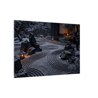 Candlelight Rock Garden Canvas Art - Dark Japandi Fukinsei