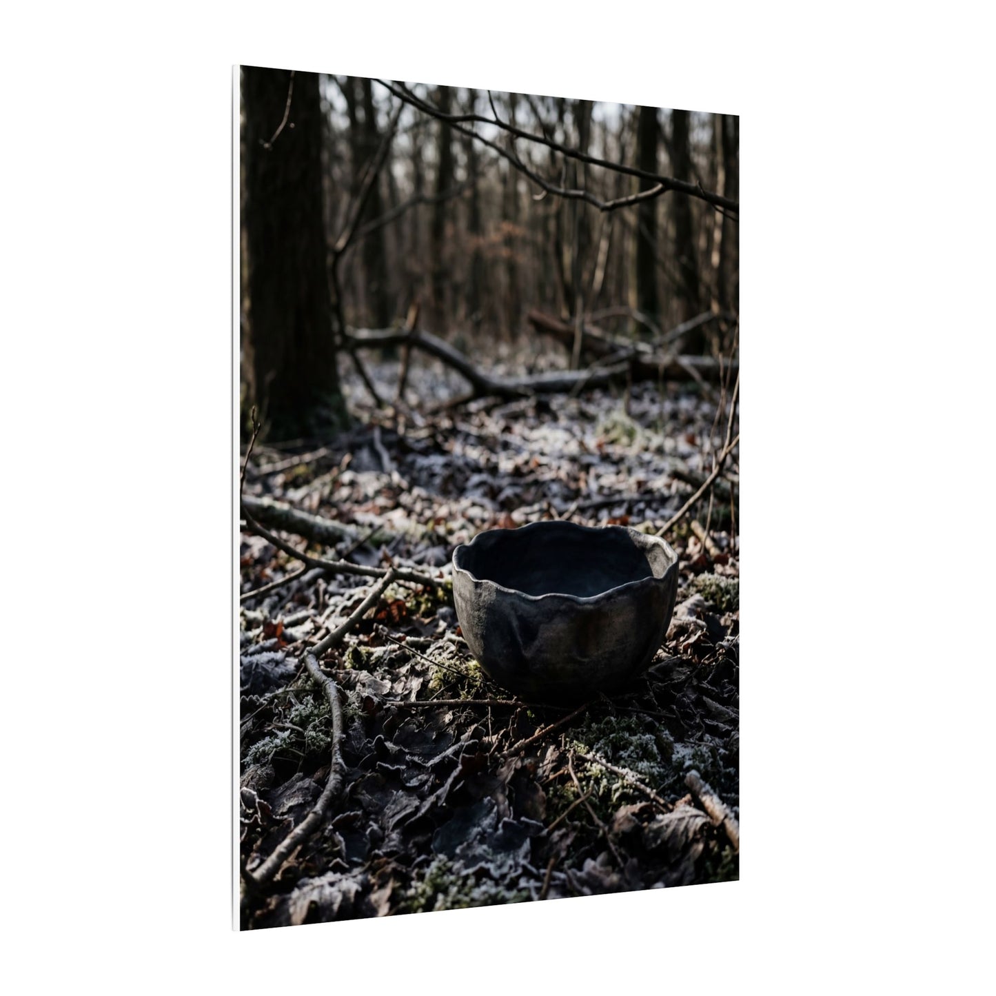 Dappled Ceramic Bowl Canvas Art - Dark Japandi Kanso