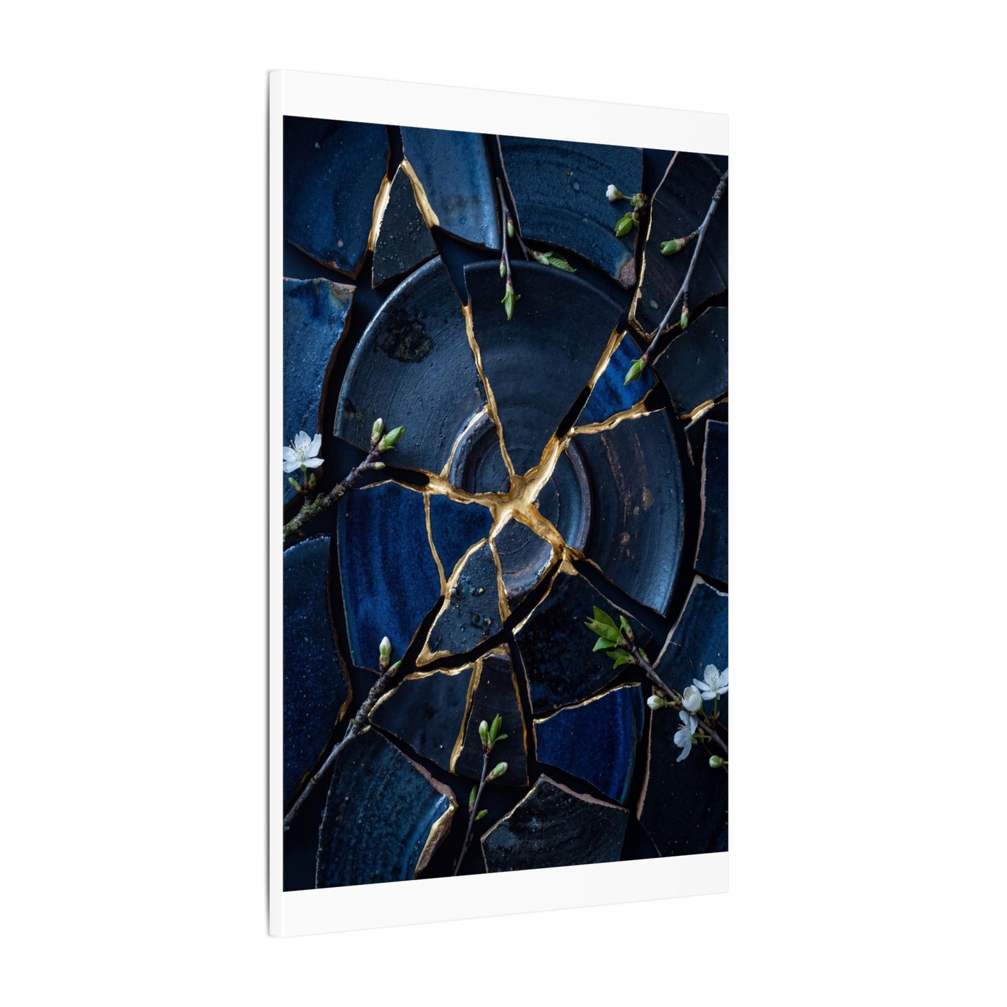 Moonlight Broken Pottery Canvas Art - Kintsugi Fukinsei