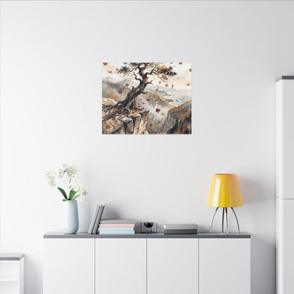 Autumn Pine Tree Watercolor Canvas Art | Warm Decor