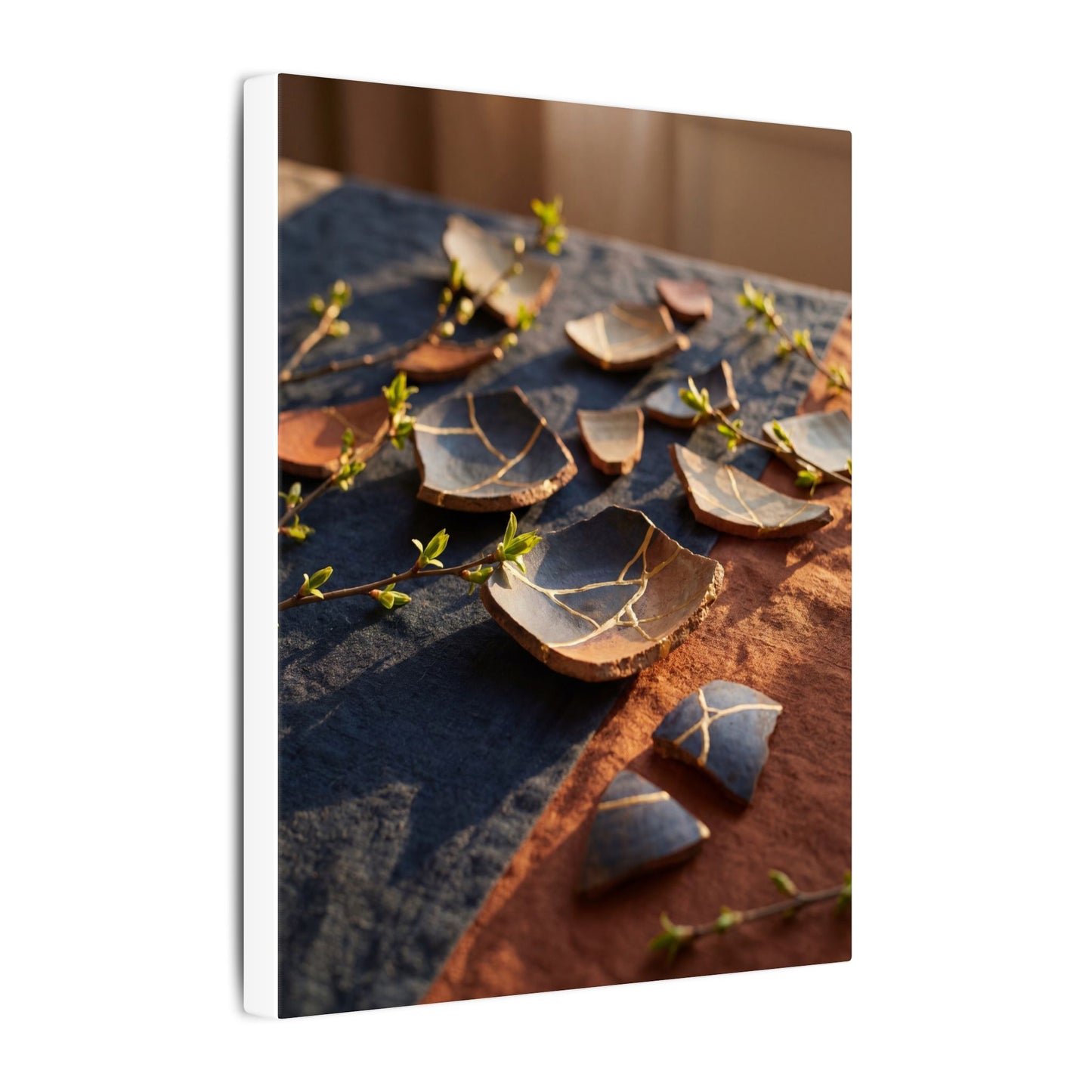 Spring Broken Pottery Gold Vein Canvas Art | Philosophical Decor