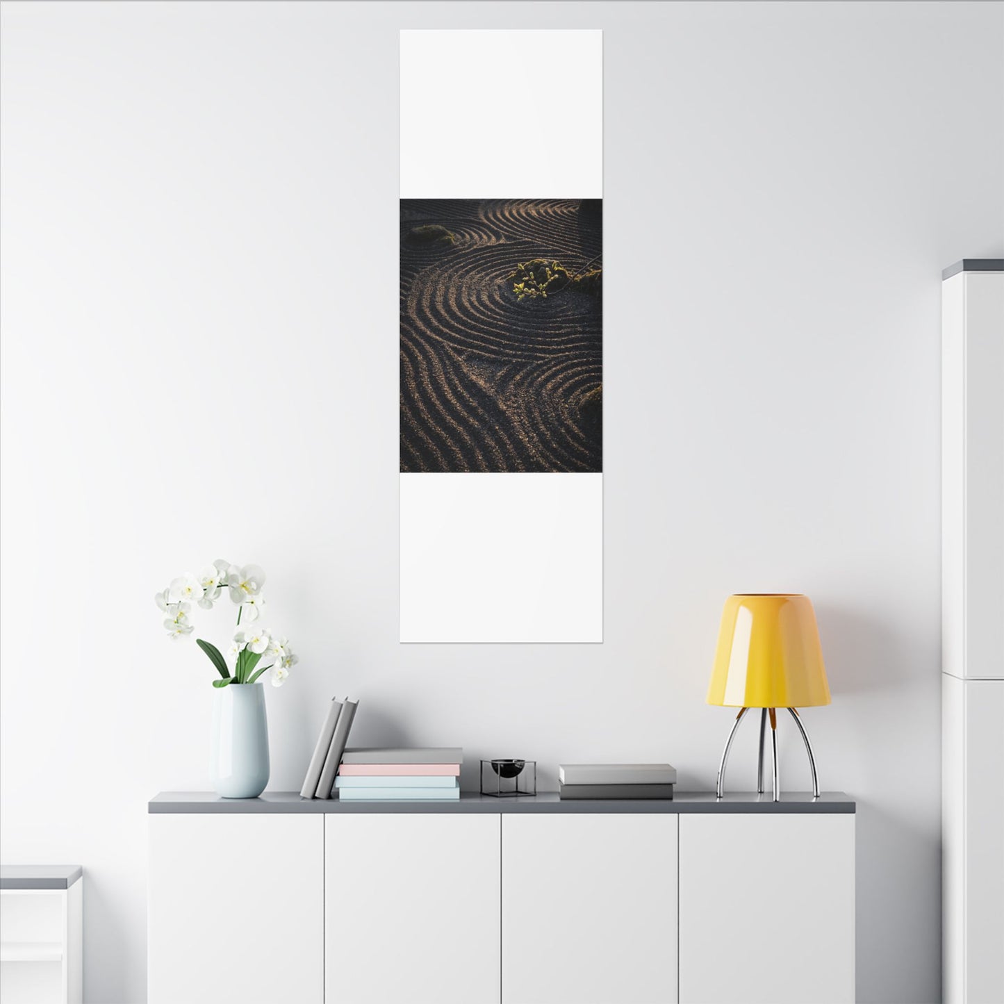 Spring Rock Garden Shadow Zen Canvas Art | Atmospheric Decor