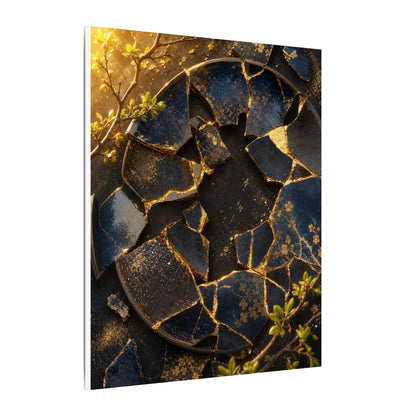 Golden Hour Broken Pottery Canvas Art - Kintsugi Ma